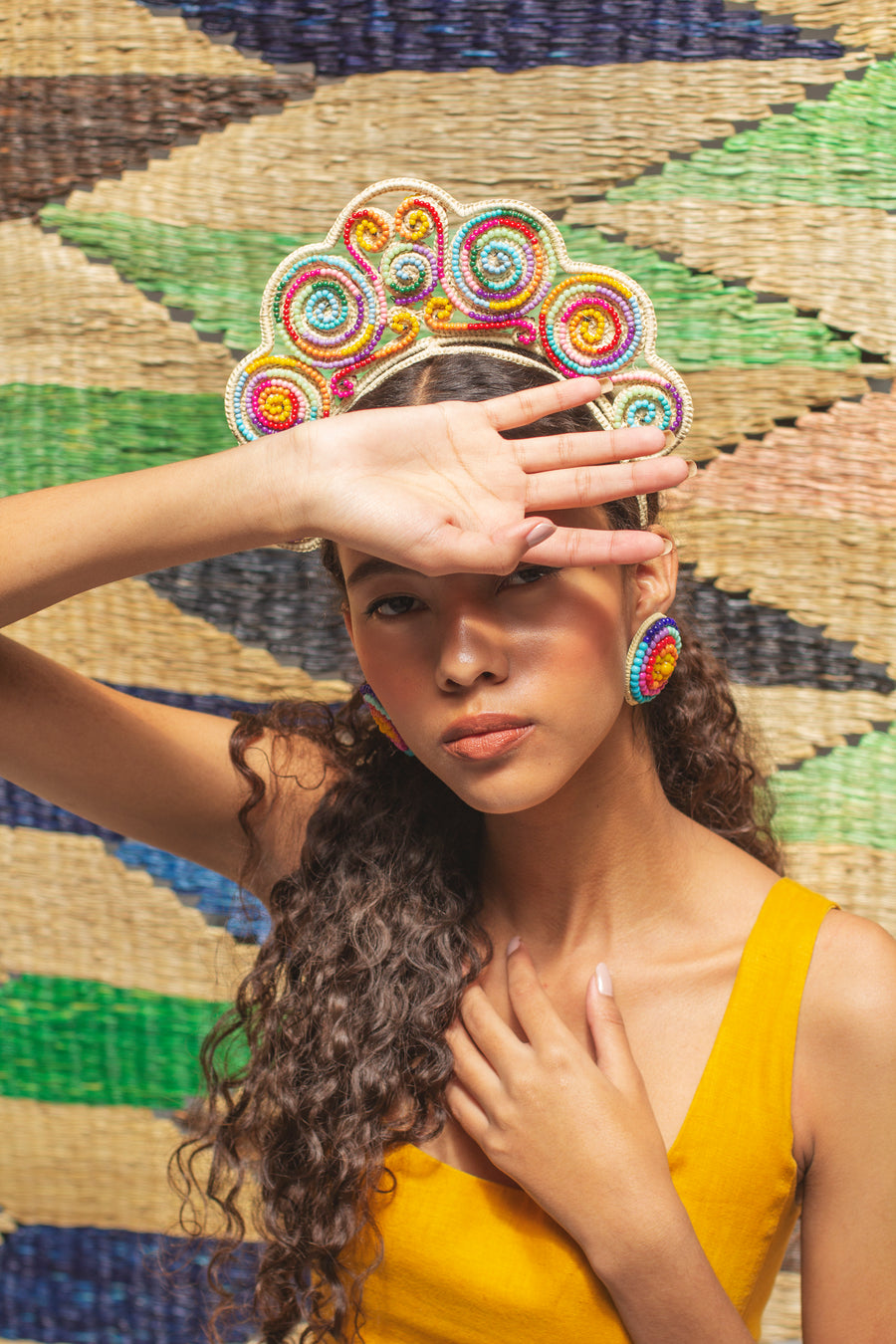 Caracoles Multicolor Beaded Headpiece