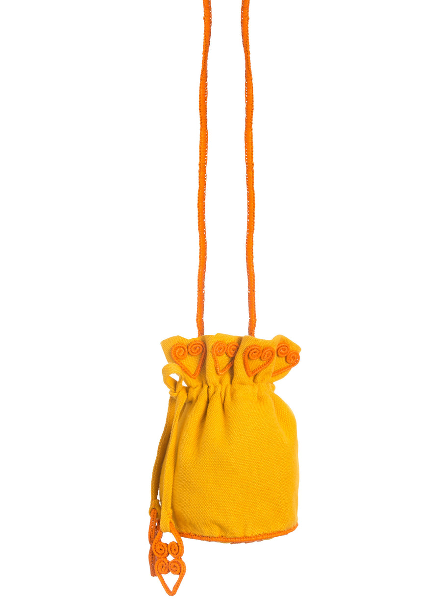 Floral Round Drawstring Bag Yellow