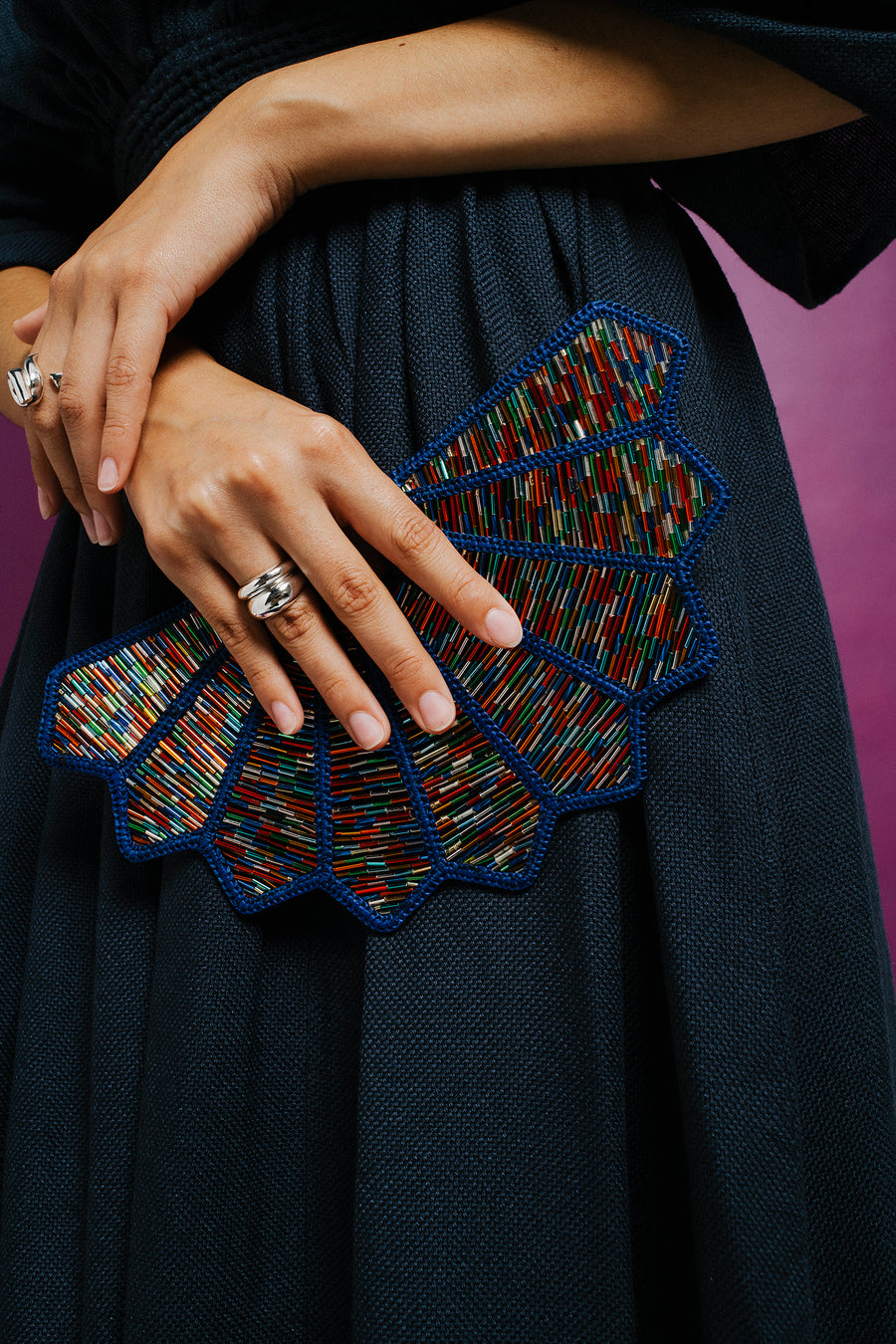 Multicolor Bugle Beads Fan