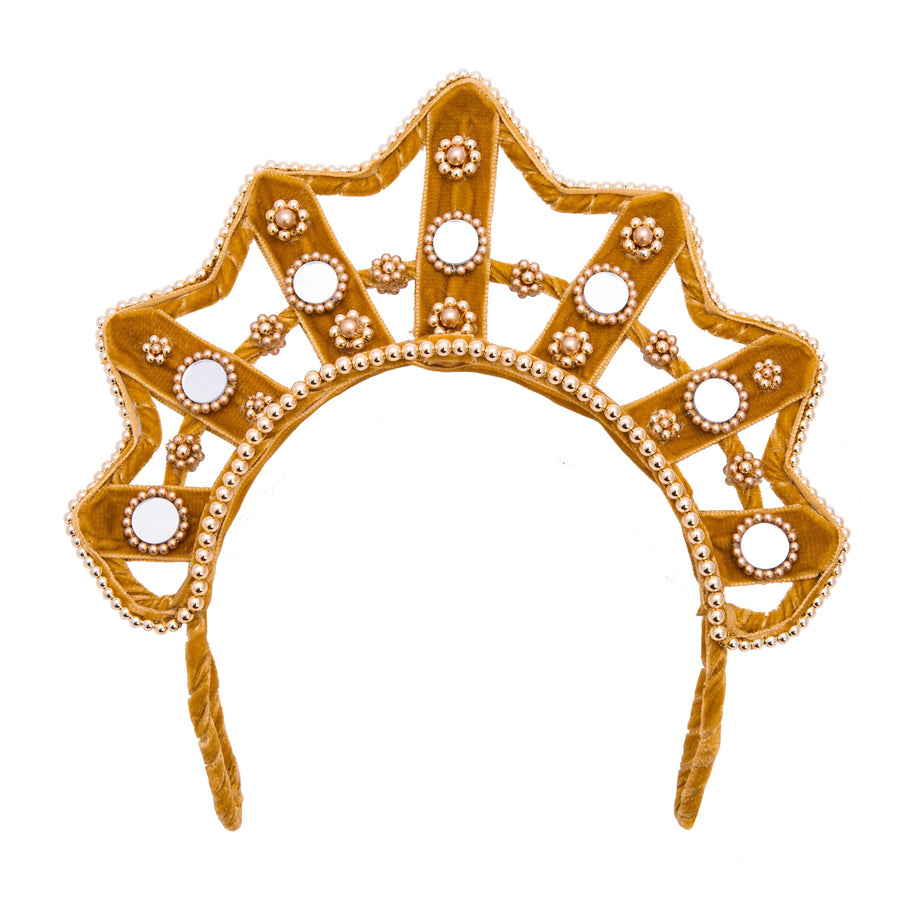 Star Shaped Mirror Beaded Velvet Headpiece